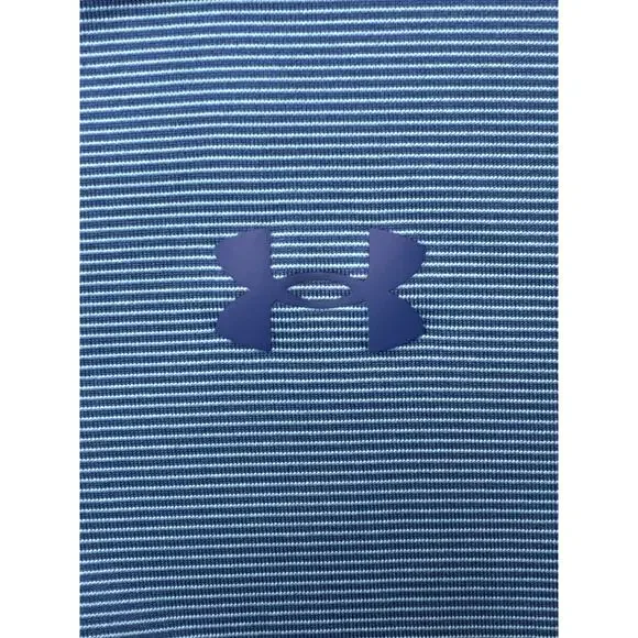 Under Armour Men's Blue Striped The Playoff Polo Shirt - Size XL Loose Fit - Picture 2 of 5